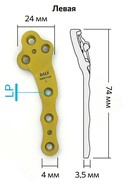 Пластина TPLO, "тип B", левая, с у/с, LP, 3+3 отв под D3.5мм, 75мм