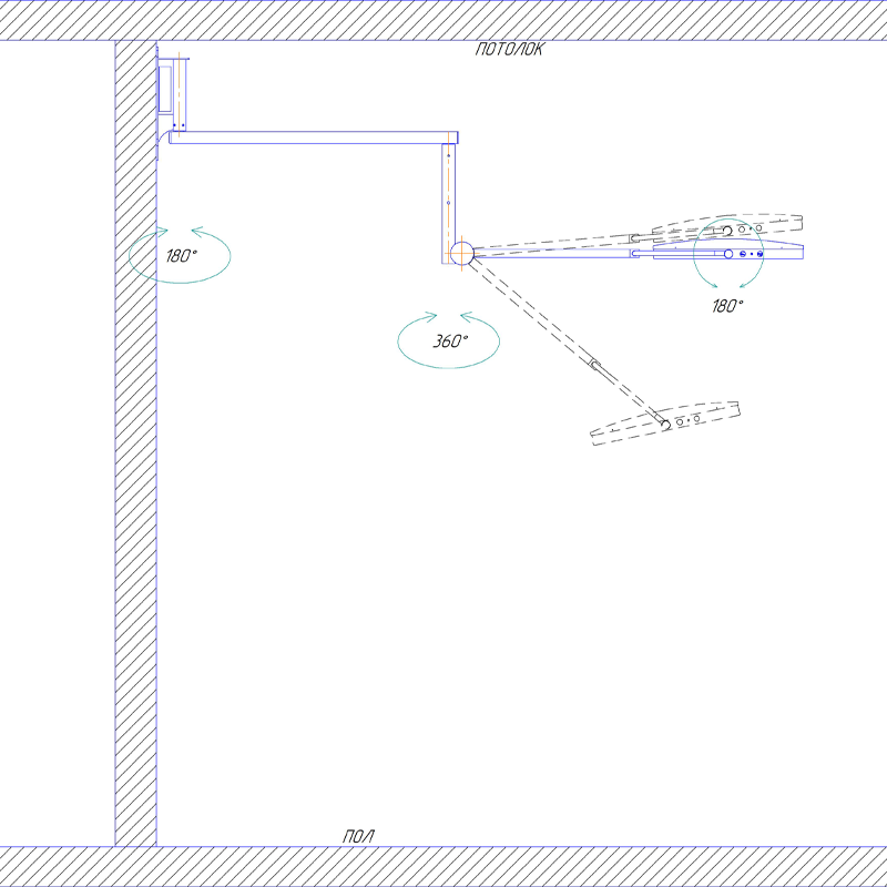 Светильник хирургический, настенный, однокупольный, LUX, FOTONFLY