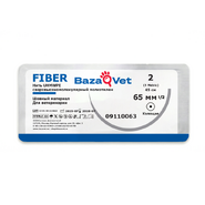 Шовный материал для CCL, E-FIBER, 2(5), 45 см, сине-белый, игла изогнутая 65мм, BazaVet (до 10кг)