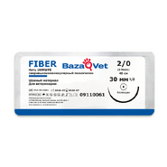 Шовный материал для CCL, E-FIBER, 2-0(3), 45 см, сине-белый, игла изогнутая 30мм, BazaVet (до 3,5кг)
