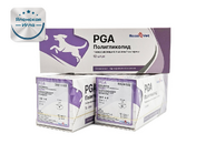PGA, нить полигликолидная плетеная, 1 (4), К, 3/8, 35мм, 90см BazaVet